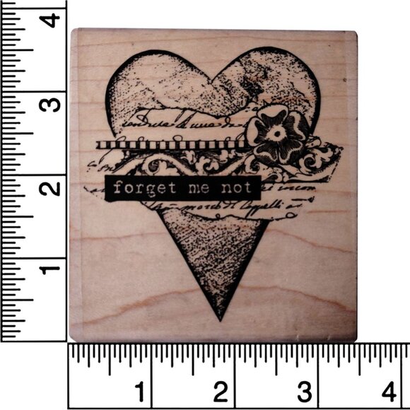 Forget Me Not Heart Rubber Stamp By Stampington & Company - Picture 3 of 5